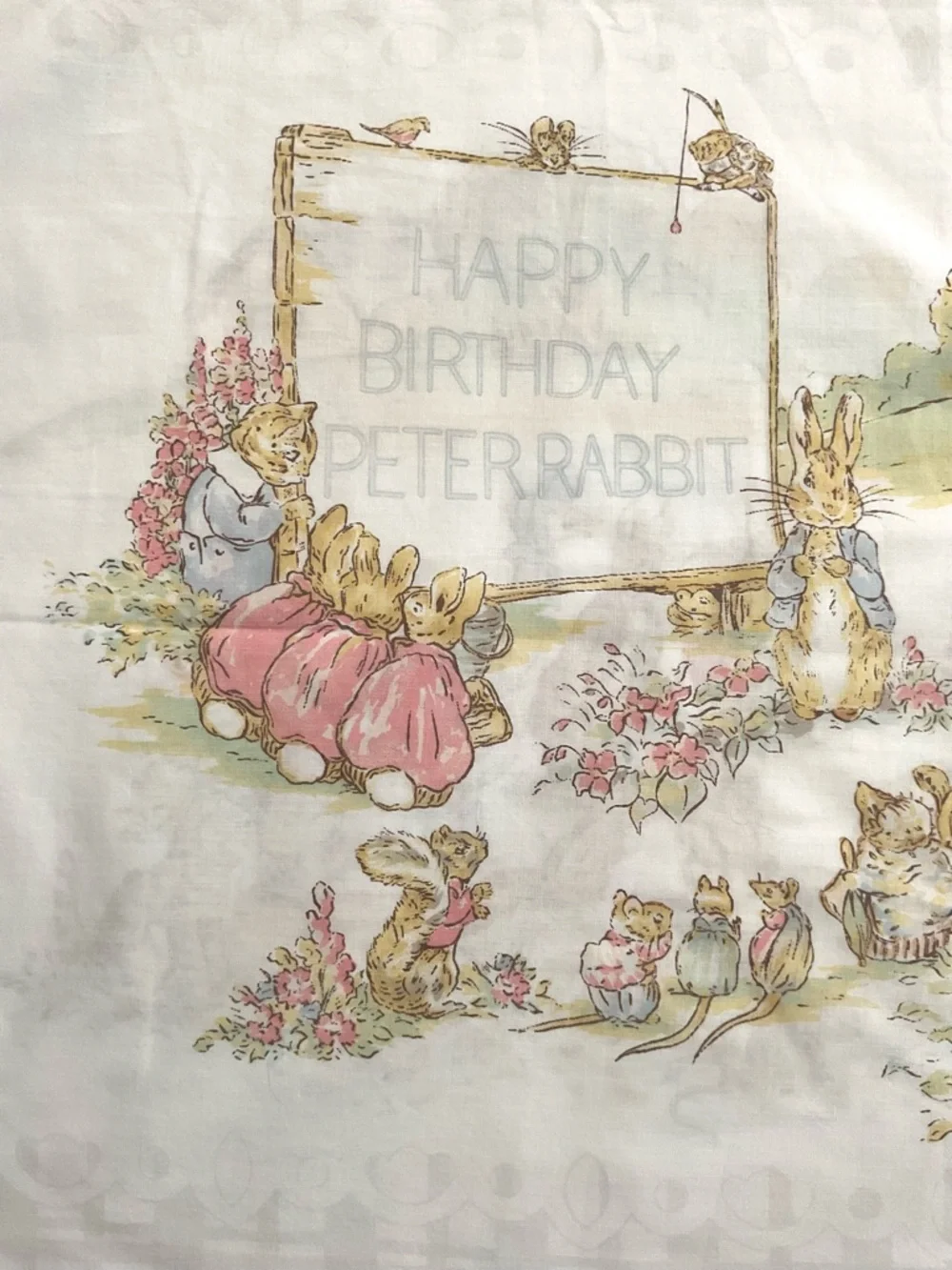Vintage Cannon Peter Rabbit Birthday Pillowcase Beatrix Potter USA